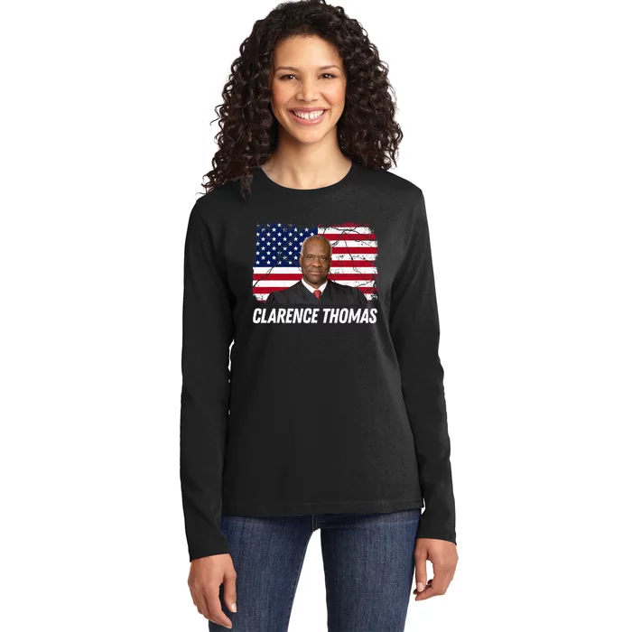 Clarence Thomas Usa Flag Conservative Ladies Long Sleeve Shirt