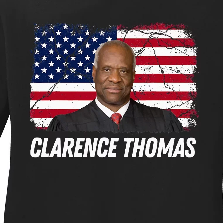 Clarence Thomas Usa Flag Conservative Ladies Long Sleeve Shirt