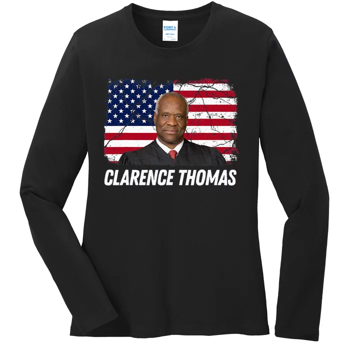 Clarence Thomas Usa Flag Conservative Ladies Long Sleeve Shirt