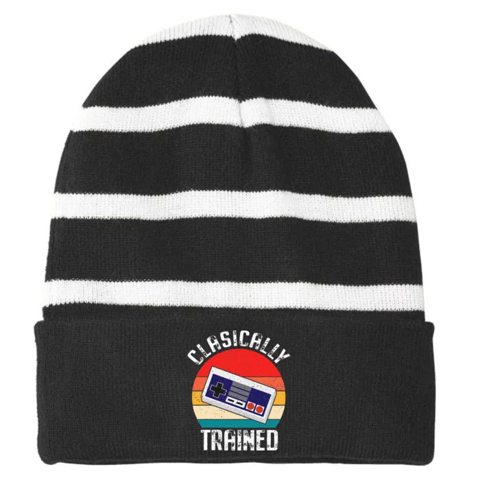 Classically Trained Video Gamer Gaming Striped Beanie with Solid Band