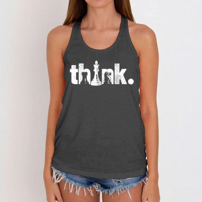 Chess Think Vintage Chess Master Club Chess Player Women's Knotted Racerback Tank