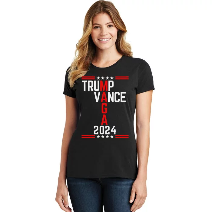 Classic Trump Vance 2024 Retro Stripe Trump Jd Vance Maga Women's T-Shirt