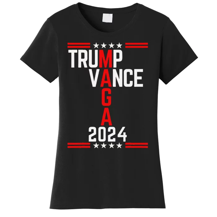 Classic Trump Vance 2024 Retro Stripe Trump Jd Vance Maga Women's T-Shirt