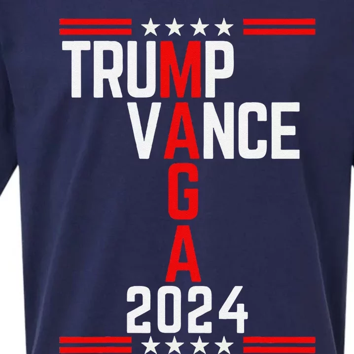 Classic Trump Vance 2024 Retro Stripe Trump Jd Vance Maga Sueded Cloud Jersey T-Shirt