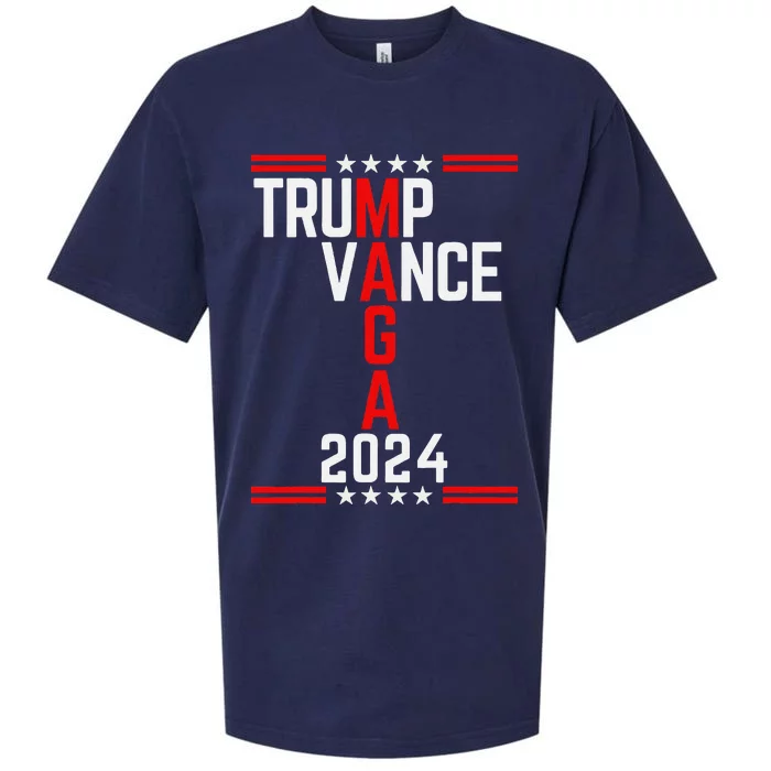 Classic Trump Vance 2024 Retro Stripe Trump Jd Vance Maga Sueded Cloud Jersey T-Shirt