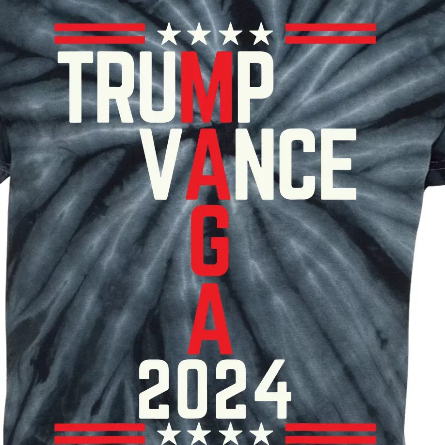 Classic Trump Vance 2024 Retro Stripe Trump Jd Vance Maga Kids Tie-Dye T-Shirt