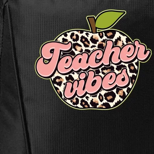 Cute Teacher Vibes Leopard Print Apple City Backpack