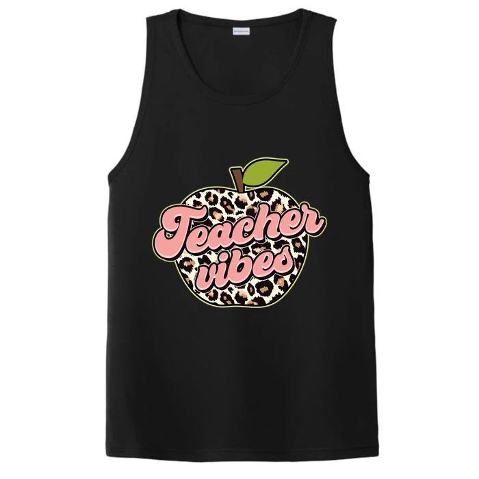 Cute Teacher Vibes Leopard Print Apple Performance Tank