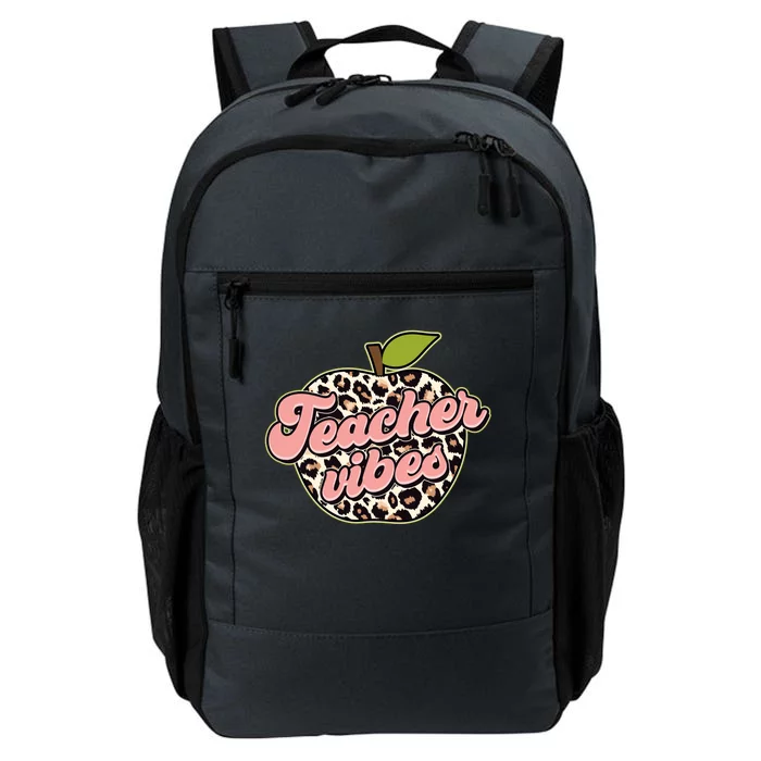 Cute Teacher Vibes Leopard Print Apple Daily Commute Backpack