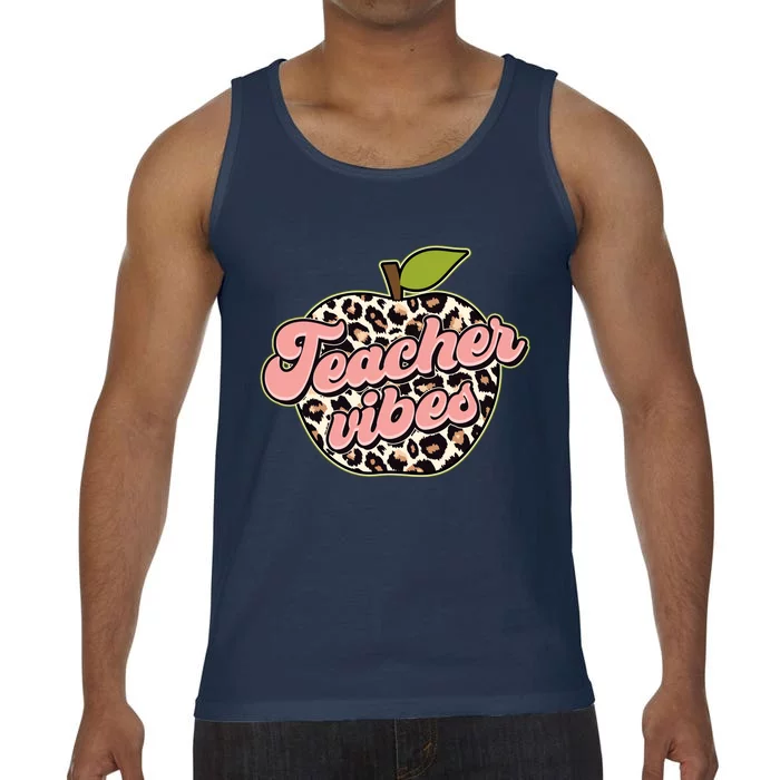 Cute Teacher Vibes Leopard Print Apple Comfort Colors® Tank Top