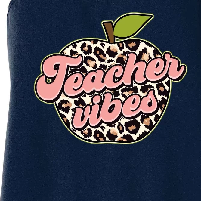 Cute Teacher Vibes Leopard Print Apple Women's Racerback Tank