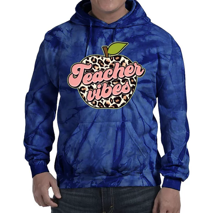 Cute Teacher Vibes Leopard Print Apple Tie Dye Hoodie