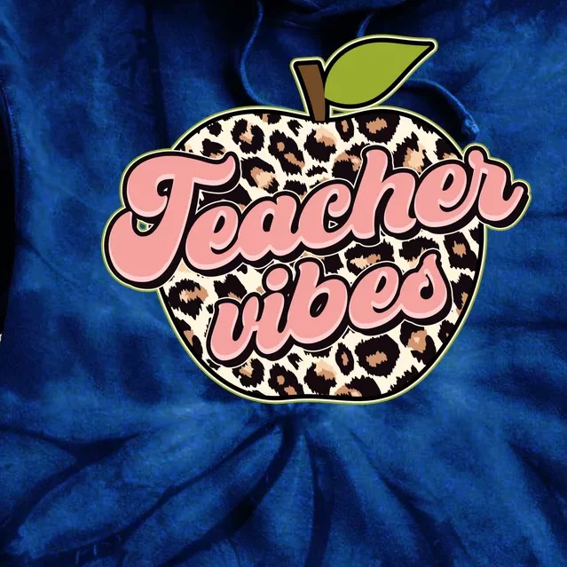 Cute Teacher Vibes Leopard Print Apple Tie Dye Hoodie