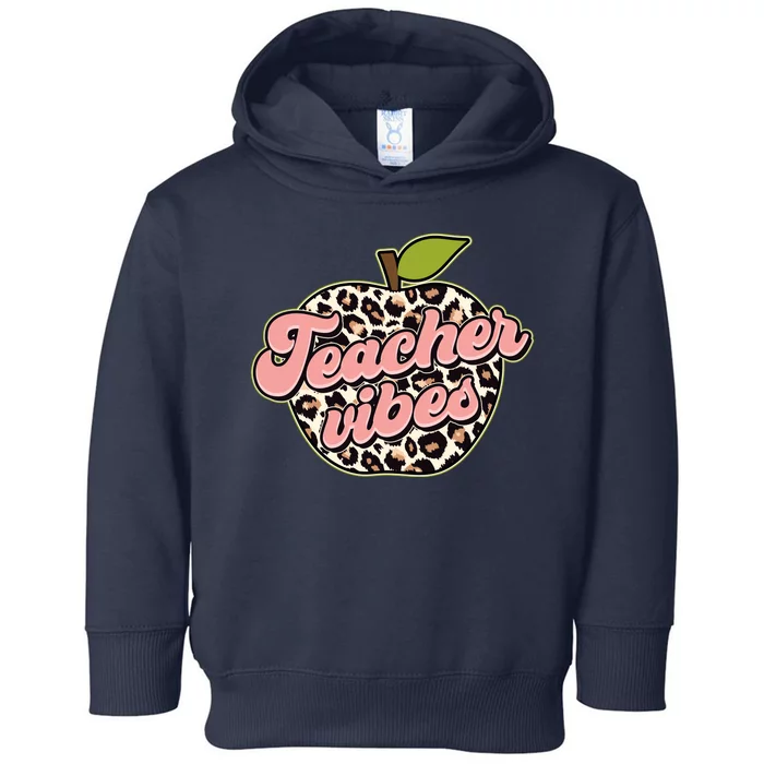 Cute Teacher Vibes Leopard Print Apple Toddler Hoodie