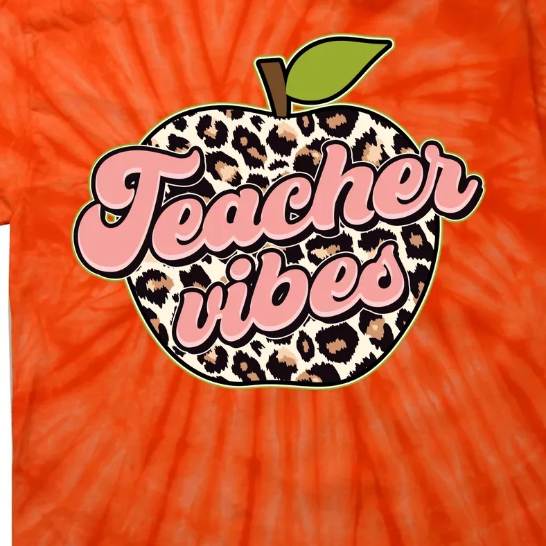 Cute Teacher Vibes Leopard Print Apple Tie-Dye T-Shirt