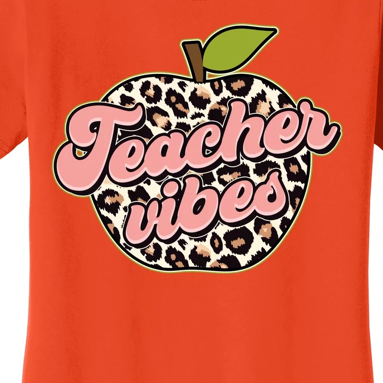 Cute Teacher Vibes Leopard Print Apple Women's T-Shirt