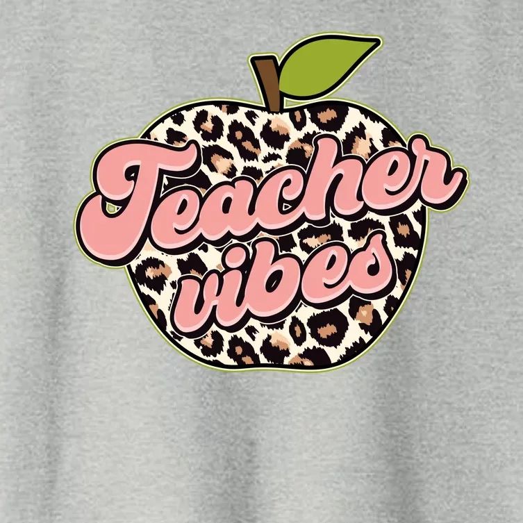 Cute Teacher Vibes Leopard Print Apple Women's Crop Top Tee