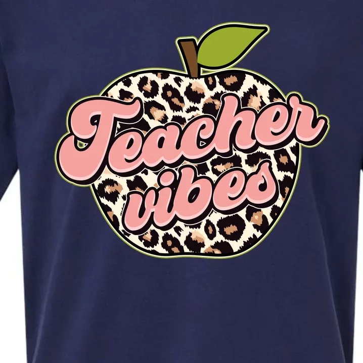 Cute Teacher Vibes Leopard Print Apple Sueded Cloud Jersey T-Shirt