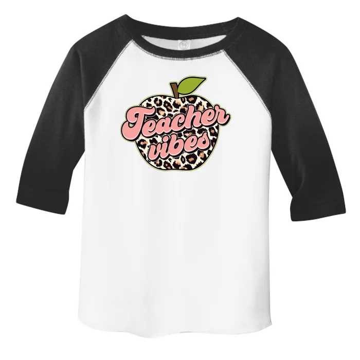 Cute Teacher Vibes Leopard Print Apple Toddler Fine Jersey T-Shirt