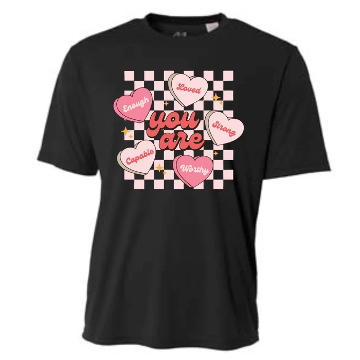 Cute Teacher Valentine Retro Heart Cooling Performance Crew T-Shirt