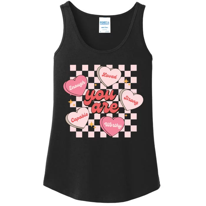 Cute Teacher Valentine Retro Heart Ladies Essential Tank