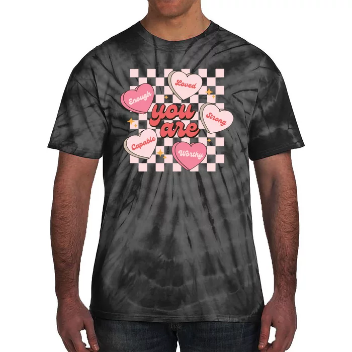 Cute Teacher Valentine Retro Heart Tie-Dye T-Shirt