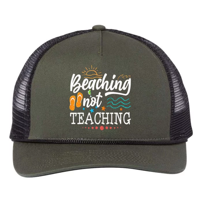 Cool Teacher Vacation Beaching Not Teaching Teacher Off Duty Retro Rope Trucker Hat Cap