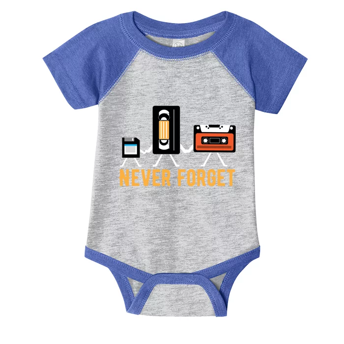 Cassette Tape Video Tape Floppy Disk We Will Never Forget Great Gift Infant Baby Jersey Bodysuit