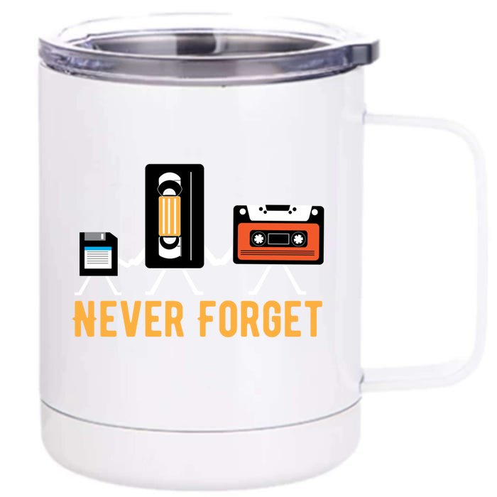 Cassette Tape Video Tape Floppy Disk We Will Never Forget Great Gift Front & Back 12oz Stainless Steel Tumbler Cup