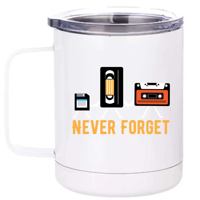 Cassette Tape Video Tape Floppy Disk We Will Never Forget Great Gift Front & Back 12oz Stainless Steel Tumbler Cup