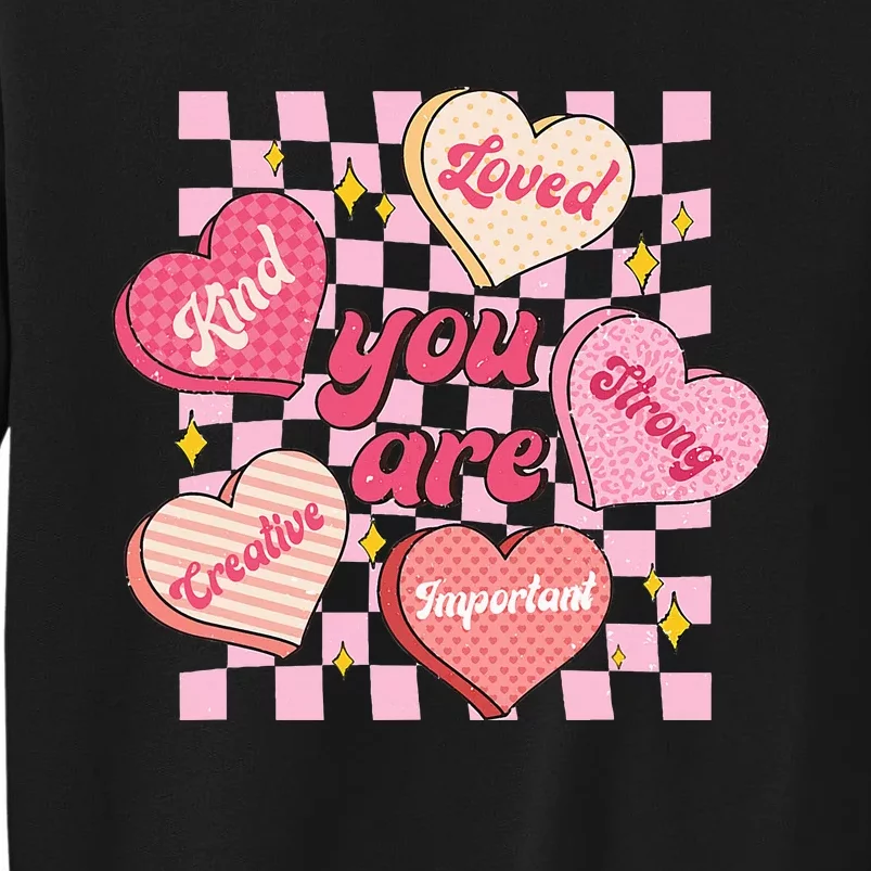 Cute Teacher Valentine Day Women Retro Heart Candy Self Love Sweatshirt