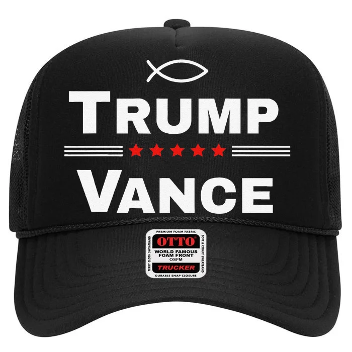 Christian Trump Vance 24 Campaign High Crown Mesh Trucker Hat