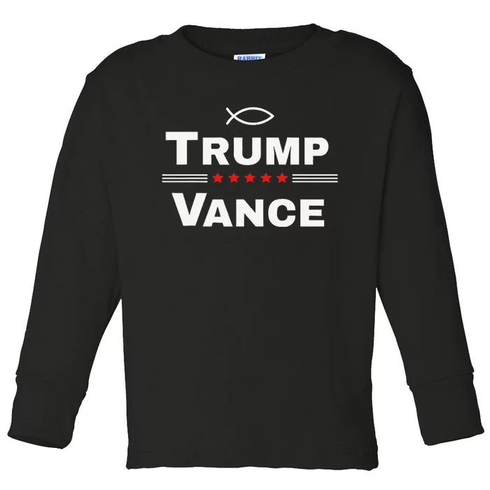 Christian Trump Vance 24 Campaign Toddler Long Sleeve Shirt