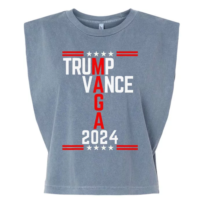 Classic Trump Vance 2024 Retro Stripe Trump Jd Vance Maga Garment-Dyed Women's Muscle Tee