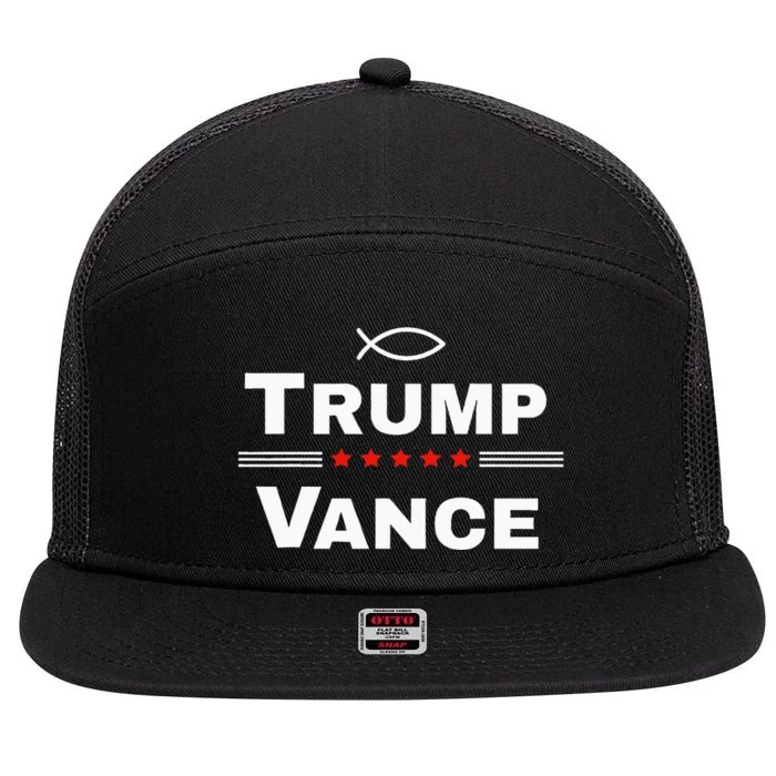 Christian Trump Vance 24 Campaign 7 Panel Mesh Trucker Snapback Hat