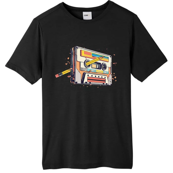 Cassette Tape Vintage Pencil 70s 80s 90s Classic Music ChromaSoft Performance T-Shirt