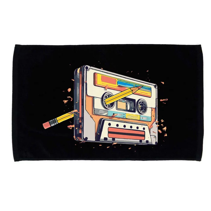 Cassette Tape Vintage Pencil 70s 80s 90s Classic Music Microfiber Hand Towel