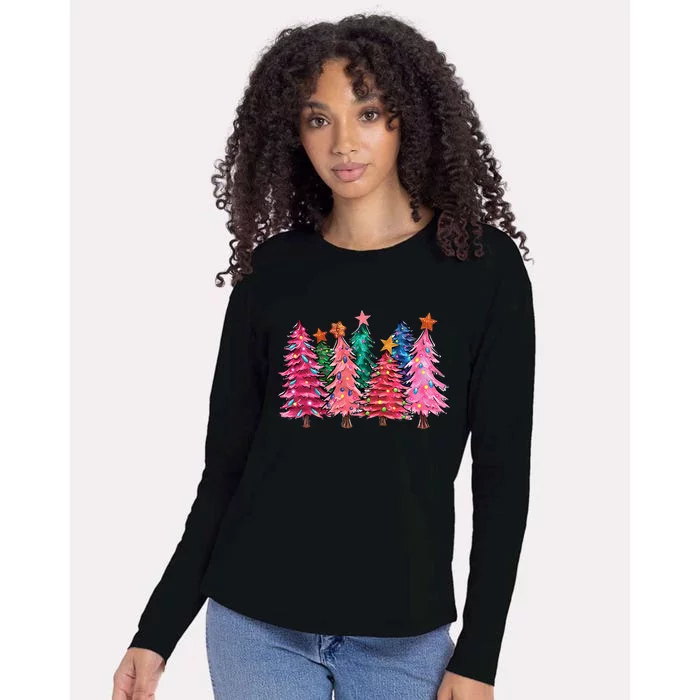 Christmas Tree With Led Light Pine Tree Xmas Light Camping Womens Cotton Relaxed Long Sleeve T-Shirt