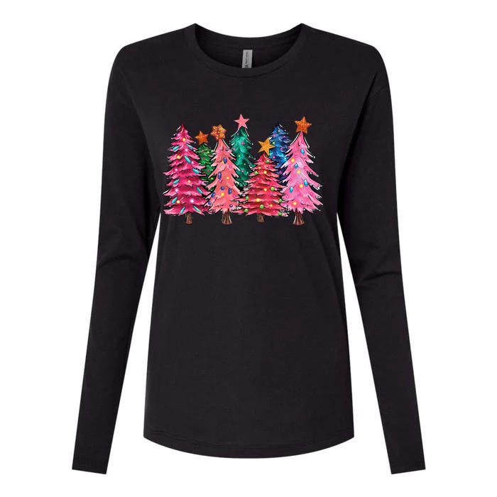 Christmas Tree With Led Light Pine Tree Xmas Light Camping Womens Cotton Relaxed Long Sleeve T-Shirt