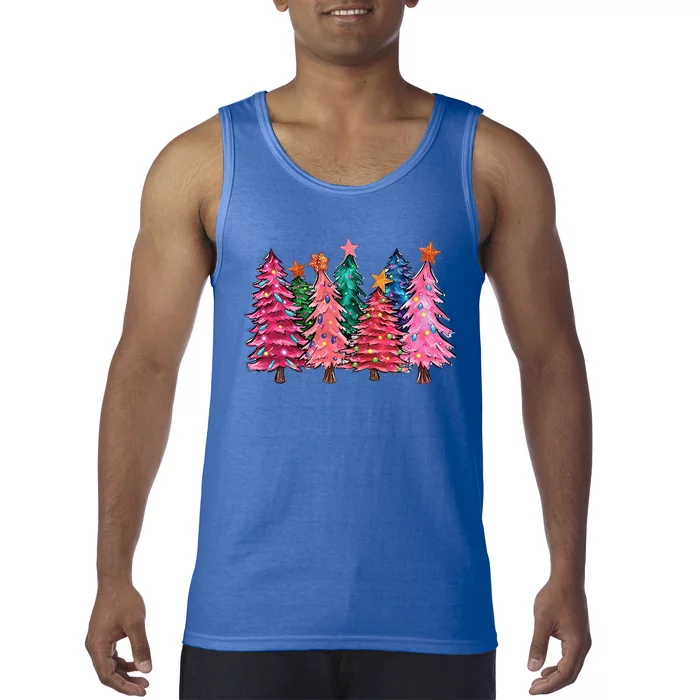 Christmas Tree With Led Light Pine Tree Xmas Light Camping Tank Top