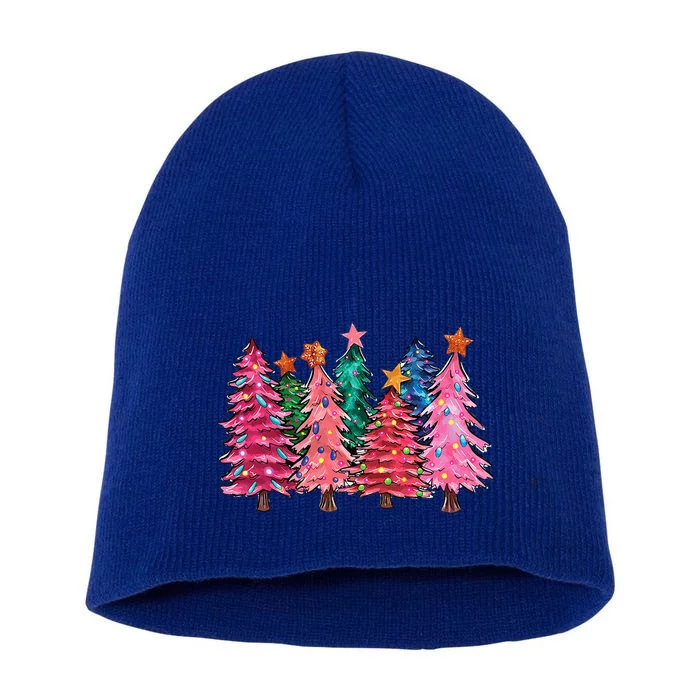 Christmas Tree With Led Light Pine Tree Xmas Light Camping Short Acrylic Beanie