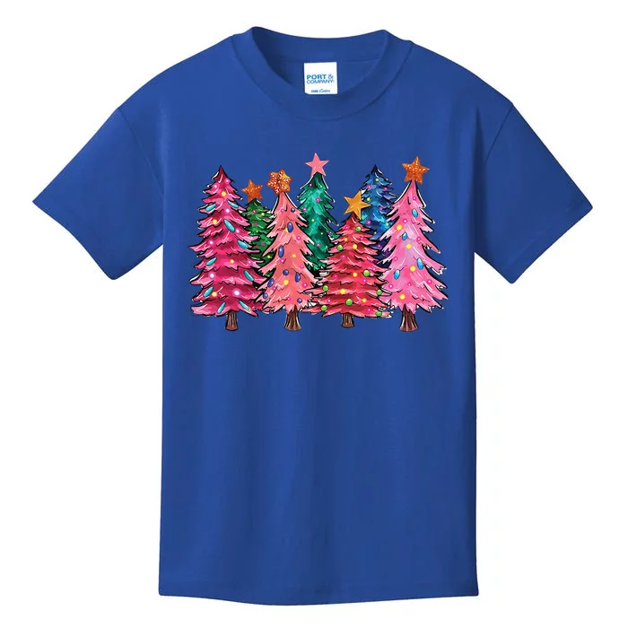 Christmas Tree With Led Light Pine Tree Xmas Light Camping Kids T-Shirt