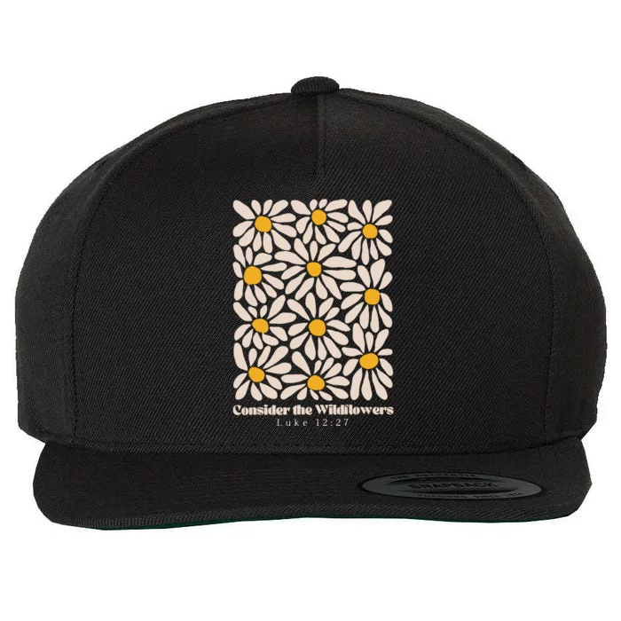 Consider The Wildflowers Retro Christian Jesus Wool Snapback Cap