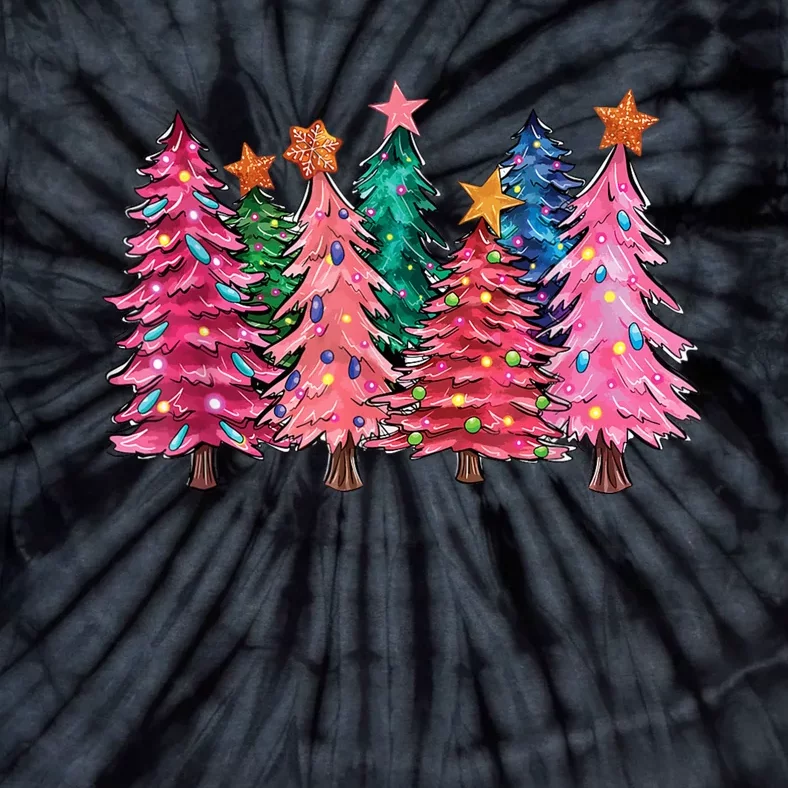 Christmas Tree With Led Light Pine Tree Xmas Light Camping Tie-Dye T-Shirt