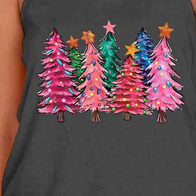 Christmas Tree With Led Light Pine Tree Xmas Light Camping Women's Knotted Racerback Tank