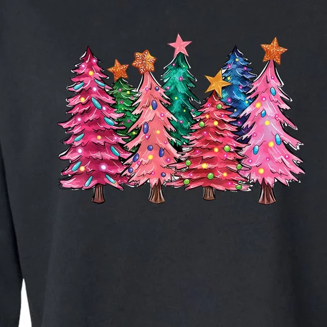 Christmas Tree With Led Light Pine Tree Xmas Light Camping Cropped Pullover Crew