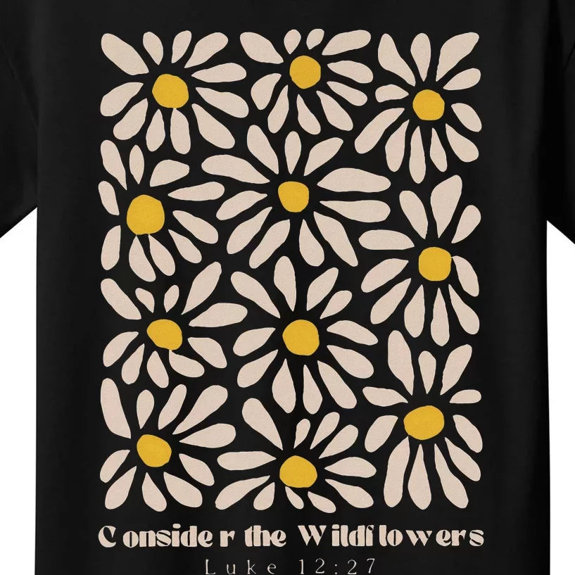 Consider The Wildflowers Retro Christian Jesus Kids T-Shirt