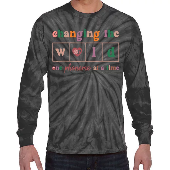 Changing The World One Phoneme At A Time Phonics Teacher Tie-Dye Long Sleeve Shirt