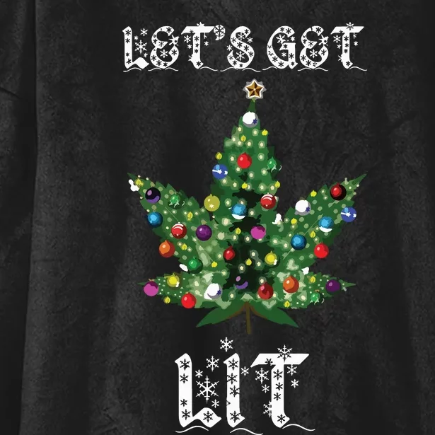 Christmas Tree Weed Leaf Pot Marijuana Thc Gift Hooded Wearable Blanket