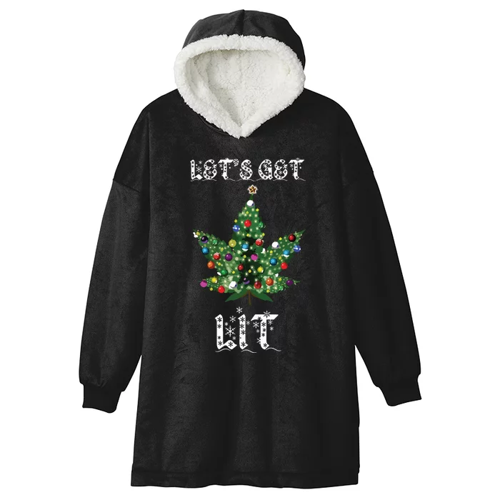 Christmas Tree Weed Leaf Pot Marijuana Thc Gift Hooded Wearable Blanket